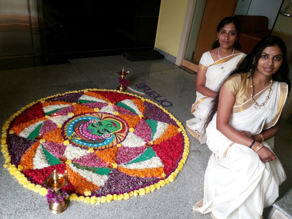 Oneindia Onam 2013 Rangoli - wonderful work girls!