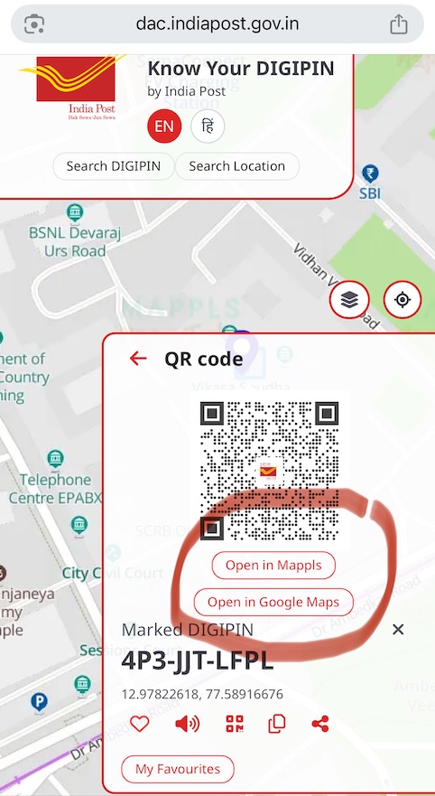DIGIPIN co-ordinates being used by external Map apps