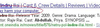 Warnings in Google Search Results